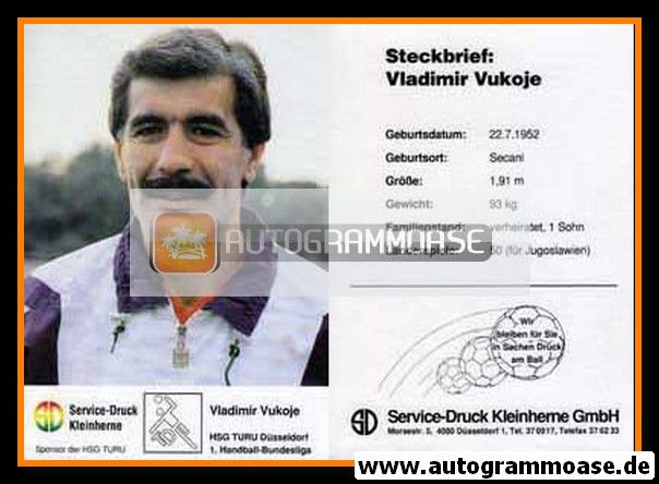 Autogramm Handball | HSG TURU Düsseldorf | 1992 | Vladimir VUKOJE