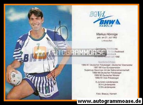 Autogramm Handball | VfL Hameln | 1993 | Markus HÖNNIGE
