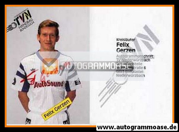 Autogramm Handball | TV Niederwürzbach | 1990er AutoSound | Felix GERZEN