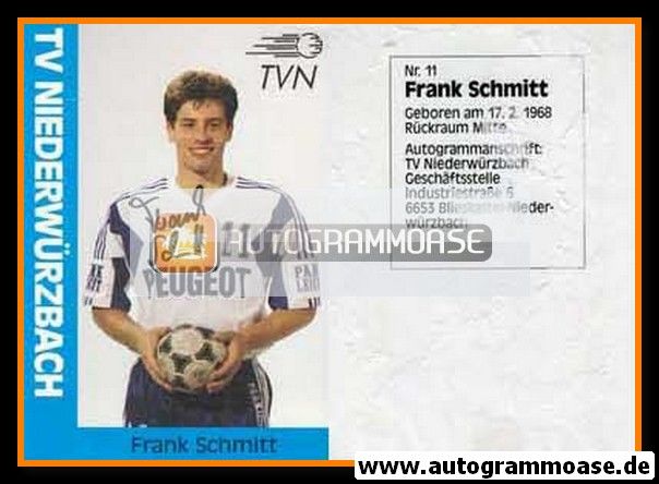 Autogramm Handball | TV Niederwürzbach | 1990er Peugeot | Frank SCHMITT