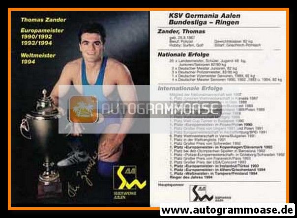 Autogramm Ringen | Thomas ZANDER | 1990er (KSV Germania Aalen)