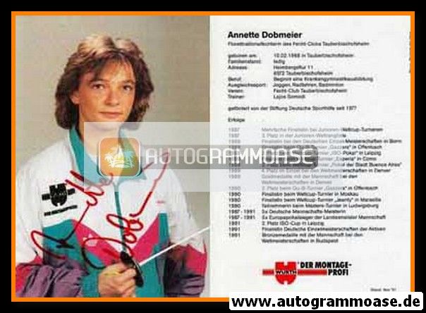 Autogramm Fechten | Annette DOBMEIER | 1990er (Würth)