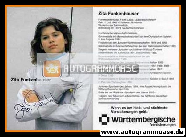 Autogramm Fechten | Zita FUNKENHAUSER | 1980er (Württembergische)