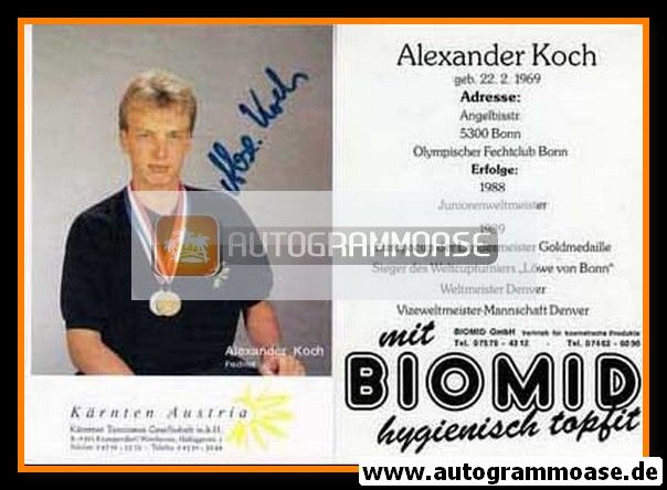 Autogramm Fechten | Alexander KOCH | 1990er (Biomid)