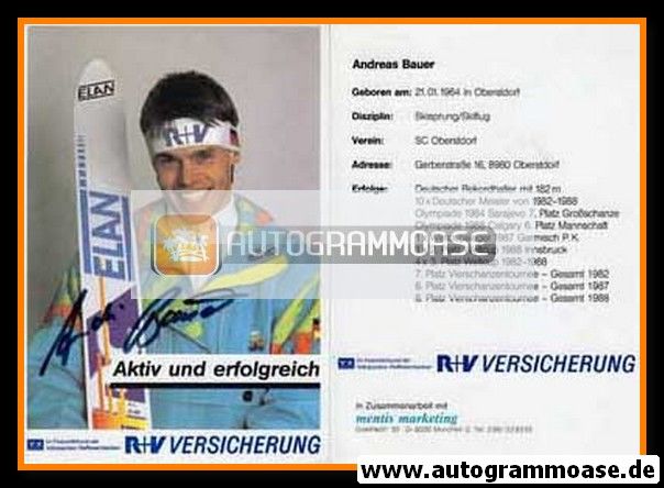 Autogramm Skispringen | Andreas BAUER | 1990er (R+V)