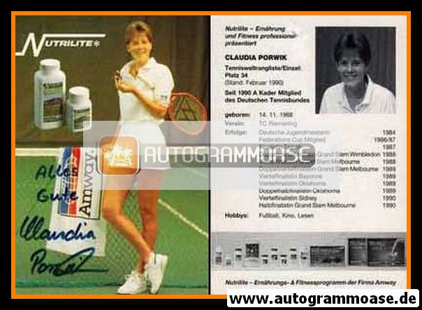 Autogramm Tennis | Claudia PORWICK | 1990er (Nutrilite)