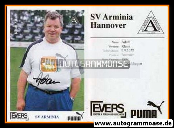 Autogramm Fussball | Arminia Hannover | 1990er | Klaus ADAM