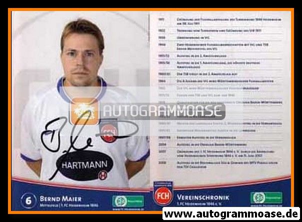 Autogramm Fussball | 1. FC Heidenheim 1846 | 2008 | Bernd MAIER