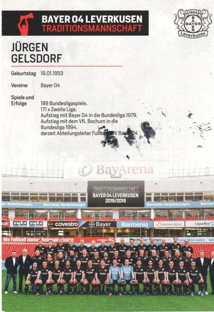 Autogramm Fussball | Bayer Leverkusen | 2018 TM | Jürgen GELSDORF