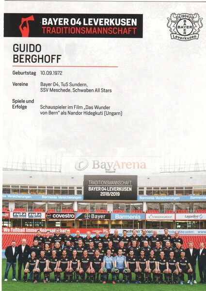 Autogramm Fussball | Bayer Leverkusen | 2018 TM | Guido BERGHOFF