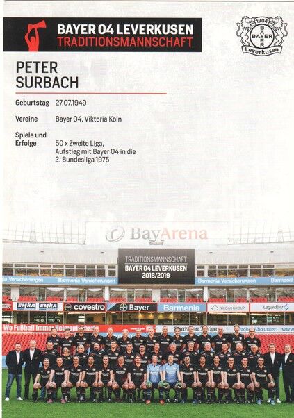 Autogramm Fussball | Bayer Leverkusen | 2018 TM | Peter SURBACH