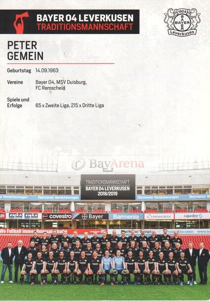 Autogramm Fussball | Bayer Leverkusen | 2018 TM | Peter GEMEIN