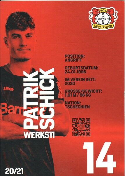 Autogramm Fussball | Bayer Leverkusen | 2020 | Patrik SCHICK