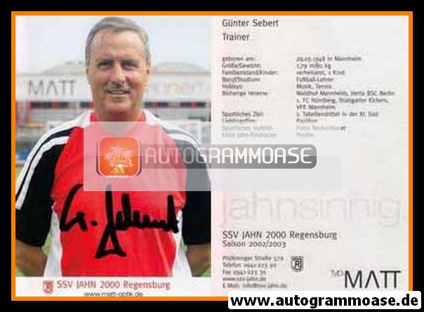 Autogramm Fussball | SSV Jahn Regensburg | 2002 | Günter SEBERT
