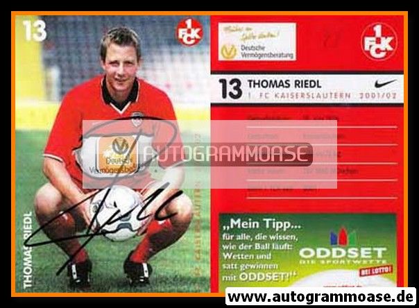 Autogramm Fussball | 1. FC Kaiserslautern | 2001 | Thomas RIEDL