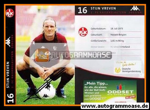 Autogramm Fussball | 1. FC Kaiserslautern | 2003 | Stijn VREVEN