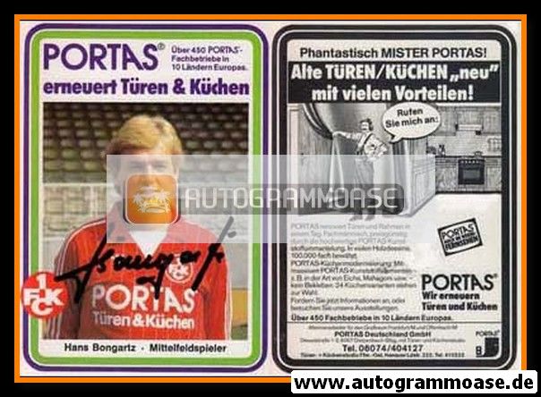 Autogramm Fussball | 1. FC Kaiserslautern | 1982 | Hans BONGARTZ