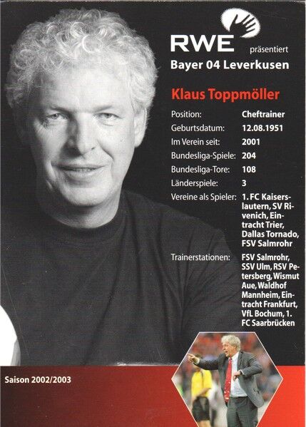 Autogramm Fussball | Bayer Leverkusen | 2002 | Klaus TOPPMÖLLER