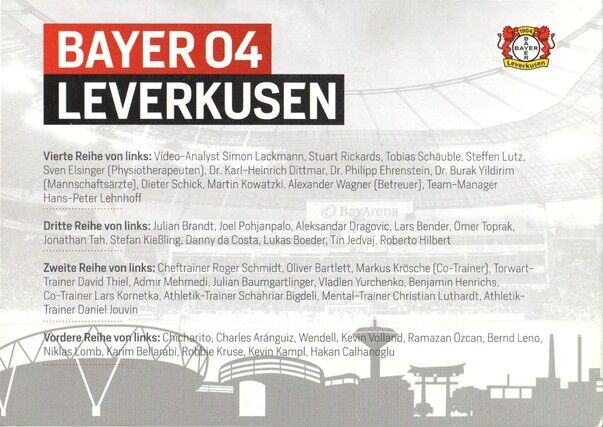 Mannschaftskarte Fussball | Bayer Leverkusen | 2016