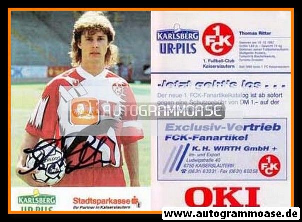 Autogramm Fussball | 1. FC Kaiserslautern | 1992 | Thomas RITTER