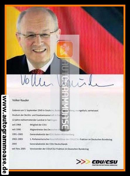 Autogramm Politik | CDU | Volker KAUDER | 2000er (Lebenslauf)