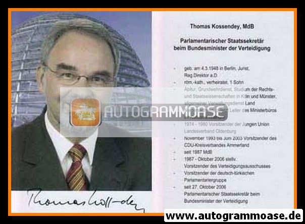 Autogramm Politik | CDU | Thomas KOSSENDEY | 2000er (Lebenslauf)