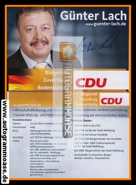 Autogramm Politik | CDU | Günter LACH | 2000er (Lebenslauf)