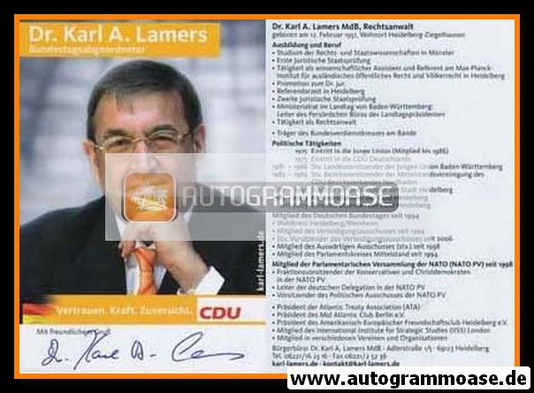 Autogramm Politik | CDU | Karl A. LAMERS | 2000er ("Vertrauen Kraft Zuversicht")