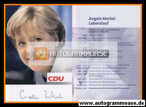 Autogramm Politik | CDU | Angela MERKEL | 2000er Druck (Lebenslauf)