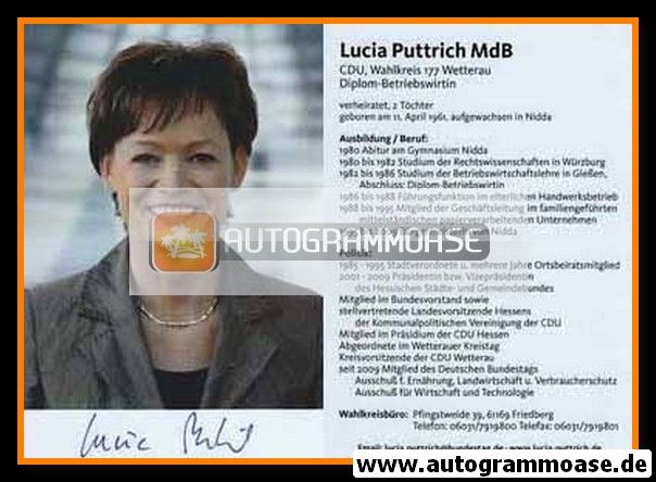 Autogramm Politik | CDU | Lucia PUTTRICH | 2000er (Lebenslauf)