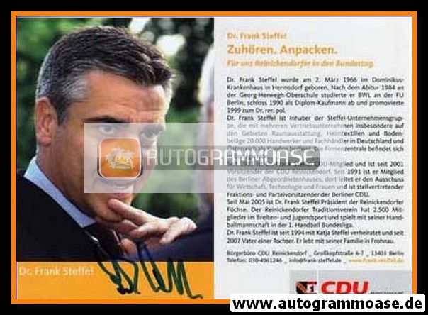 Autogramm Politik | CDU | Frank STEFFEL | 2010er (Lebenslauf) 1