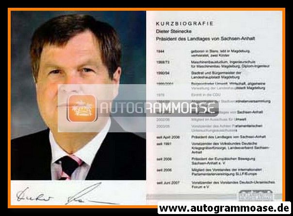 Autogramm Politik | CDU | Dieter STEINECKE | 2000er (Lebenslauf)