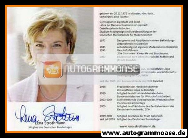 Autogramm Politik | CDU | Lena STROTHMANN | 2000er (Portrait Color) Lebenslauf