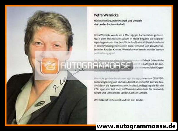 Autogramm Politik | CDU | Petra WERNICKE | 2000er (Portrait Color)