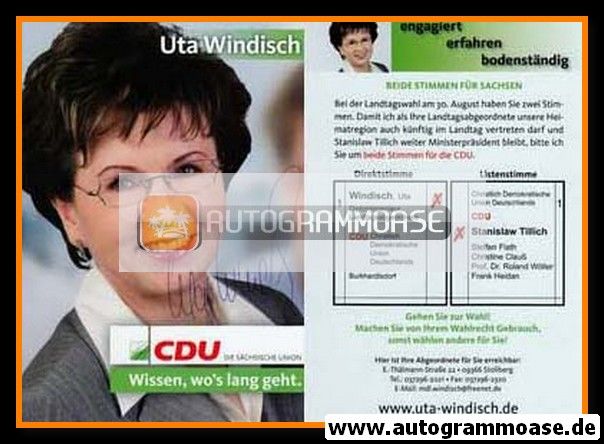 Autogramm Politik | CDU | Uta WINDISCH | 2009 (Landtagswahl)