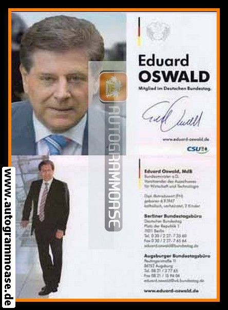 Autogramm Politik | CSU | Eduard OSWALD | 2000er (Portrait Color) 1