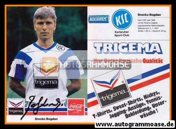 Autogramm Fussball | Karlsruher SC | 1989 | Srecko BOGDAN