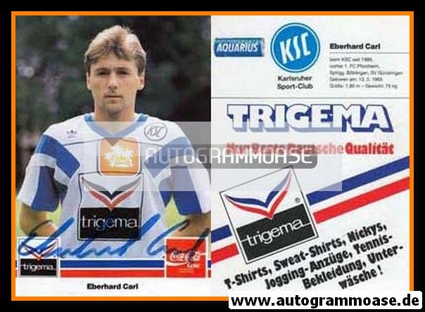 Autogramm Fussball | Karlsruher SC | 1989 | Eberhard CARL