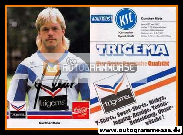 Autogramm Fussball | Karlsruher SC | 1989 | Gunther METZ