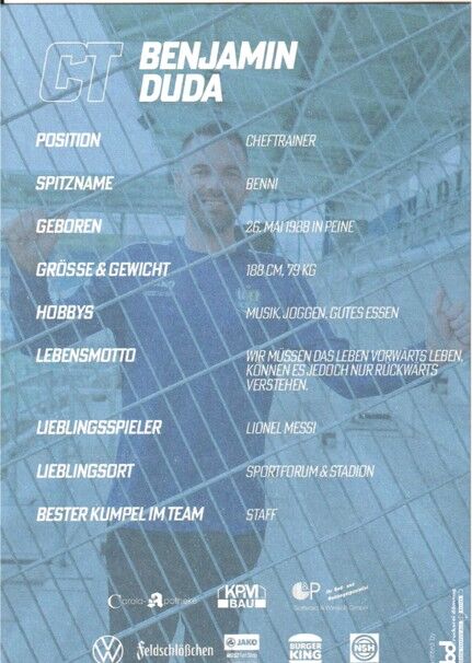 Autogramm Fussball | Chemnitzer FC | 2024 | Benjamin DUDA