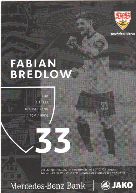 Autogramm Fussball | VfB Stuttgart | 2022 | Fabian BREDLOW
