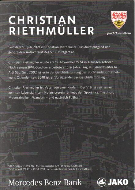 Autogramm Fussball | VfB Stuttgart | 2022 | Christian RIETHMÜLLER
