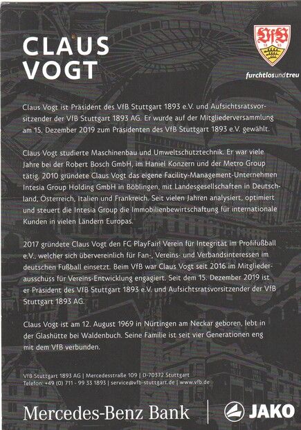 Autogramm Fussball | VfB Stuttgart | 2022 | Claus VOGT