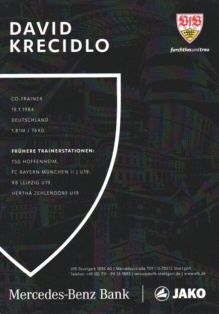 Autogramm Fussball | VfB Stuttgart | 2022 | David KRECIDLO