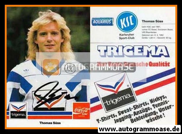 Autogramm Fussball | Karlsruher SC | 1989 | Thomas SÜSS