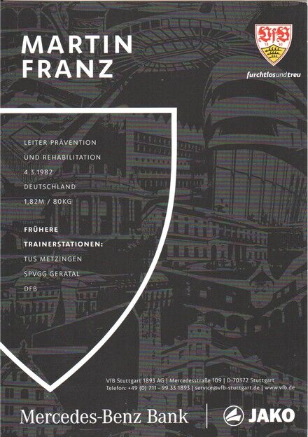 Autogramm Fussball | VfB Stuttgart | 2022 | Martin FRANZ