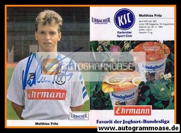 Autogramm Fussball | Karlsruher SC | 1992 | Matthias FRITZ