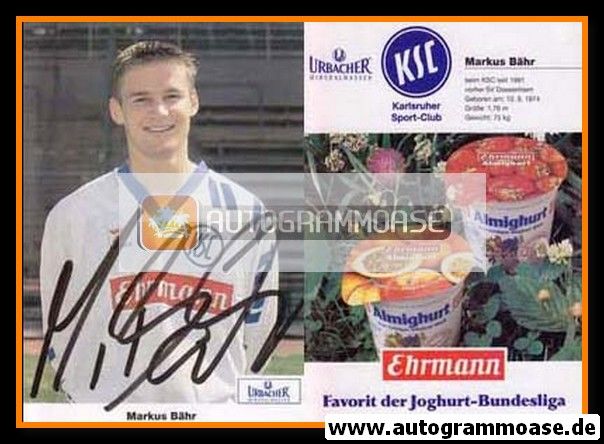Autogramm Fussball | Karlsruher SC | 1993 | Markus BÄHR