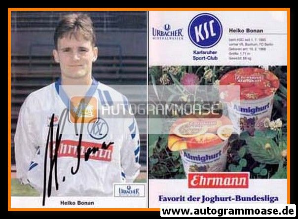 Autogramm Fussball | Karlsruher SC | 1993 | Heiko BONAN